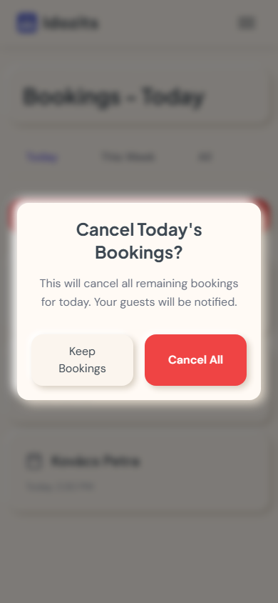 Sick day cancellation overlay