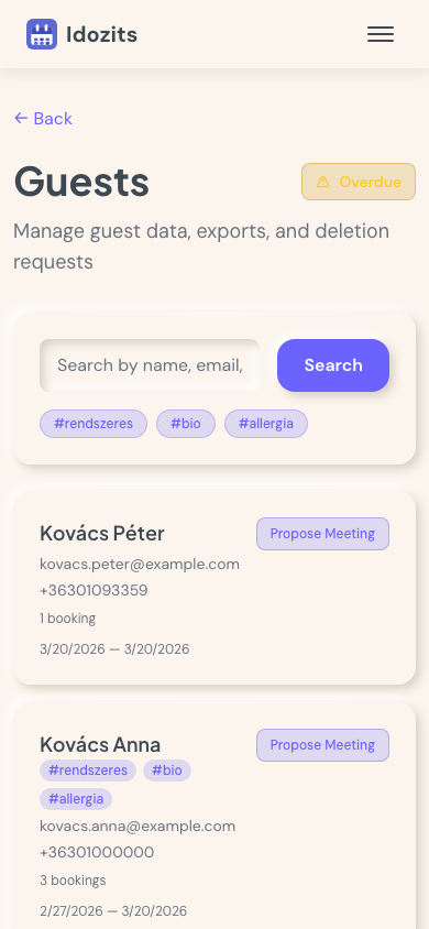 Client list with automatic database