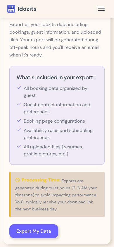Account deletion confirmation — permanent data removal