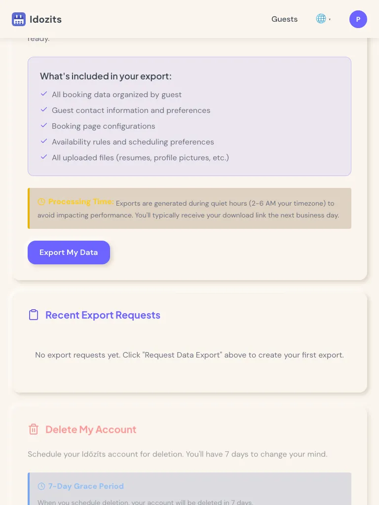 Privacy settings on tablet