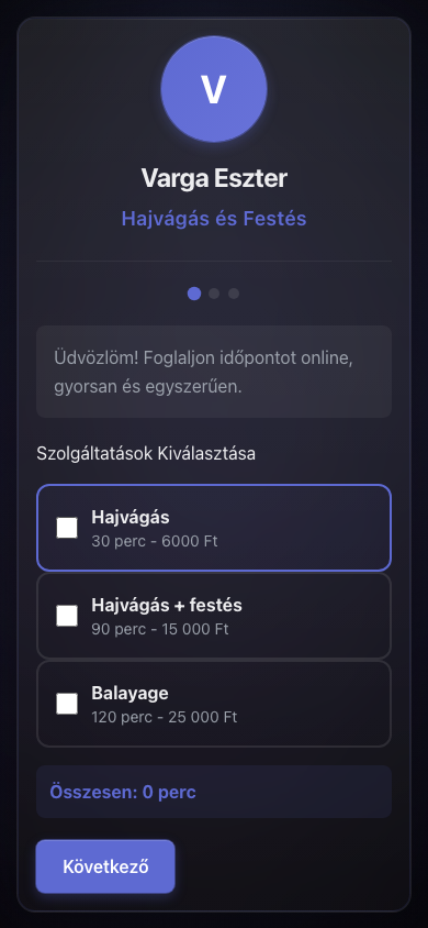 Foglalás visszaigazolás fizetési nyugtával