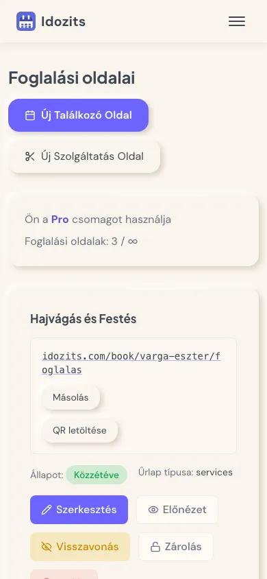 Foglaló link megosztása