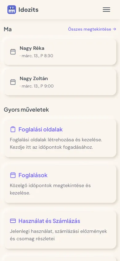 Irányítópult áttekintés