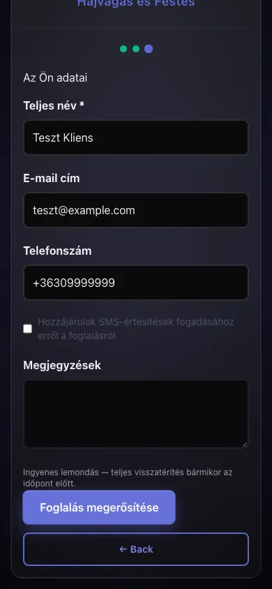 Foglalás visszaigazoló email