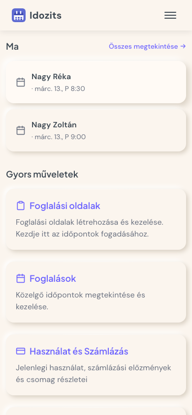 Kezdő vezérlőpult beállítási útmutatóval
