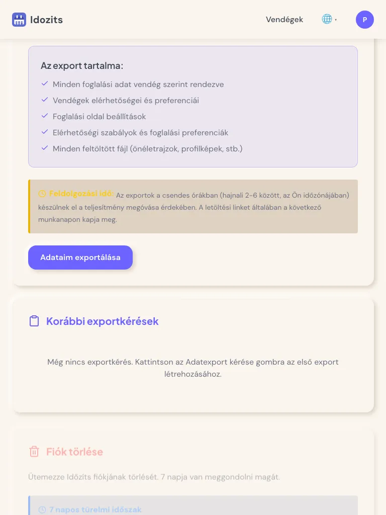 Adatvédelmi beállítások tableten